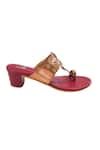 Shop_The Madras Trunk_Maroon Colorblock Braided Strap Kolhapuri Heels _Online_at_Aza_Fashions