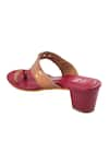 The Madras Trunk_Maroon Colorblock Braided Strap Kolhapuri Heels _at_Aza_Fashions