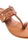 Buy_The Madras Trunk_Brown Braided Kolhapuri Block Heels _Online_at_Aza_Fashions