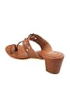 The Madras Trunk_Brown Braided Kolhapuri Block Heels _at_Aza_Fashions