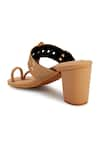 The Madras Trunk_Beige Haiku Trio Braided Kolhapuri Block Heels _at_Aza_Fashions