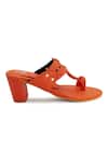 Buy_The Madras Trunk_Orange Haiku Trio Braided Cutwork Kolhapuri Block Heels _Online_at_Aza_Fashions