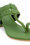 Buy_The Madras Trunk_Green Haiku Trio Braided Strap Kolhapuri Block Heels _Online_at_Aza_Fashions