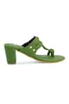 Shop_The Madras Trunk_Green Haiku Trio Braided Strap Kolhapuri Block Heels _Online_at_Aza_Fashions