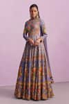 Buy_Kalista_Purple Viscose Silk Print Guldasta Tahira Embellished Anarkali With Dupatta _at_Aza_Fashions