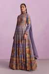 Kalista_Purple Viscose Silk Print Guldasta Tahira Embellished Anarkali With Dupatta _Online_at_Aza_Fashions