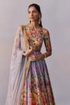 Kalista_Purple Viscose Silk Print Gullista Zareen And Embellished Anarkali With Dupatta _Online_at_Aza_Fashions