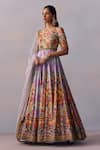 Buy_Kalista_Purple Viscose Silk Print Gullista Zareen And Embellished Anarkali With Dupatta _Online_at_Aza_Fashions