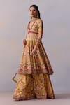 Buy_Kalista_Multi Color Viscose Silk Print Chevron Kushnaz And Embellished Anarkali Set _Online_at_Aza_Fashions