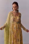 Buy_Kalista_Yellow Cotton Silk Print Bahar Scoop Neck Pavika Anarkali With Dupatta _Online_at_Aza_Fashions