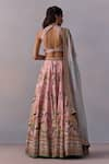 Shop_Kalista_Pink Viscose Silk Print Lily Garden Halter Neisha And Embellished Lehenga Set _at_Aza_Fashions