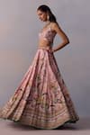 Buy_Kalista_Pink Viscose Silk Print Lily Garden Halter Neisha And Embellished Lehenga Set 