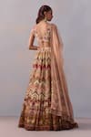 Shop_Kalista_Pink Viscose Silk Print Gulaab Chevron V Pavika And Embellished Lehenga Set _at_Aza_Fashions