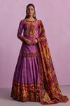 Buy_Kalista_Purple Viscose Organza Print Gulshan Round Sehnaaz And Embellished Lehenga Set _at_Aza_Fashions