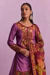 Kalista_Purple Viscose Organza Print Gulshan Round Sehnaaz And Embellished Lehenga Set _at_Aza_Fashions