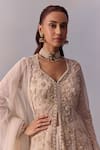 Buy_Kalista_Off White Blouse Viscose Silk Embroidered Mariam High-low Tiered Sharara Set 