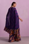 Shop_Kalista_Purple Blouse And Gharara Viscose Naira Printed Floral Ruffle Tiered Set _at_Aza_Fashions