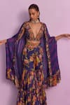 Shop_Kalista_Purple Blouse And Gharara Viscose Naira Printed Floral Ruffle Tiered Set _Online_at_Aza_Fashions