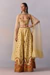 Buy_Kalista_Yellow Blouse And Sharara Viscose Silk Meher Sheer Frill Printed Set _at_Aza_Fashions