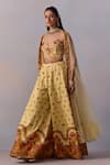 Buy_Kalista_Yellow Blouse And Sharara Viscose Silk Meher Sheer Frill Printed Set 