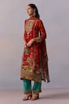 Kalista_Red Kurta And Pant Viscose Crepe Printed Scenic Round Siah Mughal Set _Online_at_Aza_Fashions