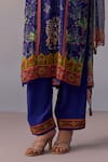 Buy_Kalista_Blue Kurta And Pant Viscose Crepe Printed Floral Round Sahiba Mughal Set _Online_at_Aza_Fashions