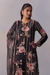 Buy_Kalista_Black Kurta And Pant Viscose Crepe Printed Daisy Round Sarah Set 