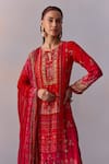 Shop_Kalista_Red Kurta And Pant Viscose Crepe Printed Floral Round Shazia Mughal Set _Online_at_Aza_Fashions