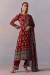 Buy_Kalista_Maroon Kurta And Pant Viscose Crepe Printed Floral Reham Mughal Blossom Set _at_Aza_Fashions