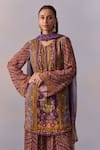 Shop_Kalista_Purple Viscose Georgette Printed Floral Round Asma Bird Kurta Sharara Set _Online_at_Aza_Fashions