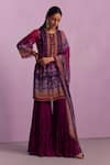 Buy_Kalista_Purple Viscose Georgette Printed Floral Afreen Mughal Ombre Kurta Sharara Set _at_Aza_Fashions