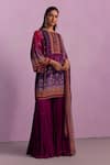 Shop_Kalista_Purple Viscose Georgette Printed Floral Afreen Mughal Ombre Kurta Sharara Set _Online_at_Aza_Fashions