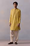 Buy_Kalista_Yellow Kurta Viscose Moss Printed Geometric Eshan With Pathani Pant _at_Aza_Fashions