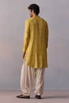 Shop_Kalista_Yellow Kurta Viscose Moss Printed Geometric Eshan With Pathani Pant _at_Aza_Fashions