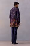 Shop_Kalista_Purple Chanderi, Viscose, Twill Vintage Floral Print Kurta Set With Achkan _at_Aza_Fashions