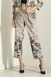 Shop_RANNA GILL_Beige Linen Blend Printed Milan Mirabella Rara Pant _Online_at_Aza_Fashions