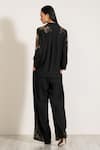 RANNA GILL_Black Georgette Blend Embroidered Collared Hermoine Shirt And Pant Set _at_Aza_Fashions