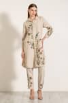 Buy_RANNA GILL_Beige Linen Blend Printed Windows Of The World Estella Tunic And Pant Set _at_Aza_Fashions