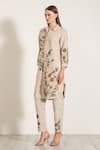 Buy_RANNA GILL_Beige Linen Blend Printed Windows Of The World Estella Tunic And Pant Set _Online_at_Aza_Fashions