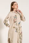 Shop_RANNA GILL_Beige Linen Blend Printed Windows Of The World Estella Tunic And Pant Set _Online_at_Aza_Fashions