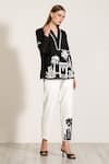 Shop_RANNA GILL_Black Cotton Blend Printed Windows Of The World Demelza Top And Pant Set _Online_at_Aza_Fashions