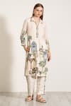 Buy_RANNA GILL_Ivory Georgette Blend Printed Windows Of The World Collared Mia Tunic _at_Aza_Fashions