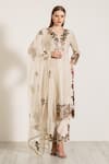 Buy_RANNA GILL_Ivory Linen Blend Printed V Neck Lyra Embroidered Tunic Pant Set _at_Aza_Fashions