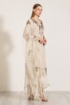 Buy_RANNA GILL_Ivory Linen Blend Printed V Neck Lyra Embroidered Tunic Pant Set _Online_at_Aza_Fashions