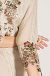 RANNA GILL_Ivory Linen Blend Printed V Neck Lyra Embroidered Tunic Pant Set _Online