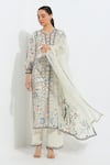 Buy_RANNA GILL_Multi Color Linen Blend Printed Jay Round V Viviana Embroidered Tunic Pant Set _at_Aza_Fashions