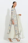 RANNA GILL_Multi Color Linen Blend Printed Jay Round V Viviana Embroidered Tunic Pant Set _Online_at_Aza_Fashions