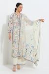 Buy_RANNA GILL_Multi Color Linen Blend Printed Jay Round V Viviana Embroidered Tunic Pant Set _Online_at_Aza_Fashions