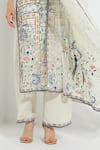 RANNA GILL_Multi Color Linen Blend Printed Jay Round V Viviana Embroidered Tunic Pant Set _at_Aza_Fashions