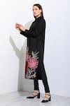 Buy_RANNA GILL_Black Crepe Blend Embroidered Floral Applique Collared Zinnia Work Tunic _Online_at_Aza_Fashions